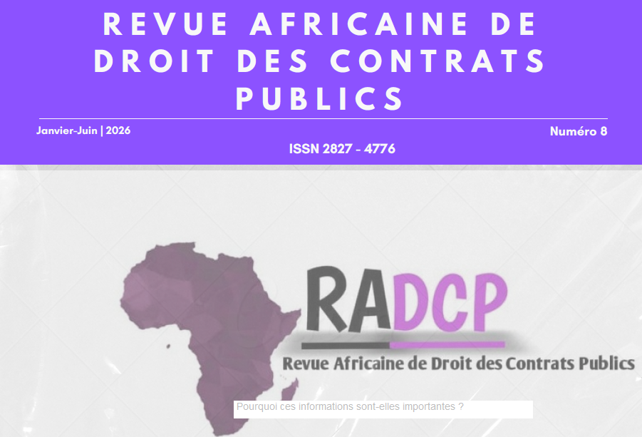Huitième numéro de la Revue Africaine de Droit des Contrats Publics (RADCP) 